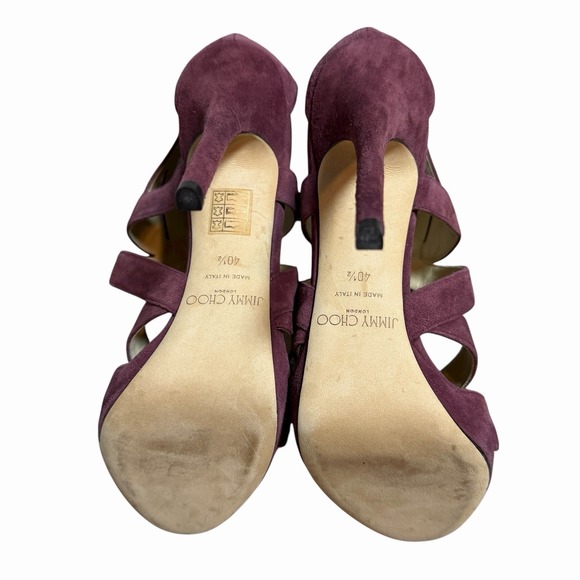 Jimmy Choo Women's Suede‎ Sandal High Heels Burgandy Size 40.5 Designer Luxury - Picture 8 of 15